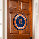 Detroit Tigers Round Door Decor with Hanging Rope, 18x18