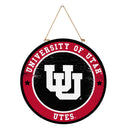 University of Utah Round Door Décor with Hanging Rope, 18x18