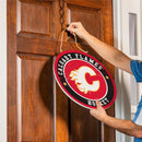 Calgary Flames Round Door Décor with Hanging Rope, 18x18