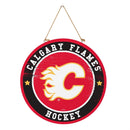 Calgary Flames Round Door Décor with Hanging Rope, 18x18