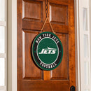 New York Jets Round Door Décor with Hanging Rope, 18x18