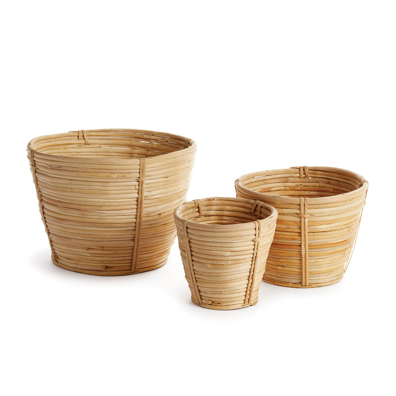 NAPA Home & Garden, CANE RATTAN MINI ROUND TAPERED BASKETS, SET OF 3,DB209