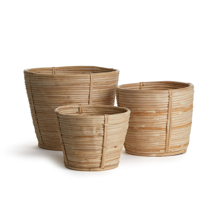 NAPA Home & Garden, CANE RATTAN ROUND TAPERED BASKETS, SET OF 3,DB400