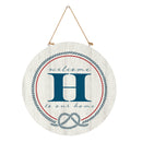 Coastal Door Decor Monogram White 18" H