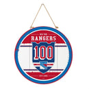 New York Rangers,100 Anniversary Round Door Decor with Hanging Rope, 18x18
