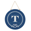 Coastal Door Decor Monogram Blue 18" T