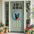 Pet Central Dog Wood Round Door Decor, German Shepherd, 18"
