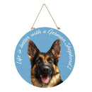 Pet Central Dog Wood Round Door Decor, German Shepherd, 18"