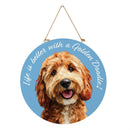 Pet Central Dog Wood Round Door Decor, Golden Doodle, 18"