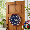 Red White & Bloom Wood Round Door Decor, 1776, 18"