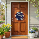 Red White & Bloom Wood Round Door Decor, 1776, 18"