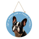 Pet Central Dog Wood Round Door Decor, French Bulldog, 18"