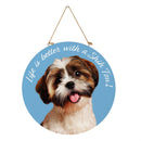 Pet Central Dog Wood Round Door Decor, Shih Tzu, 18"