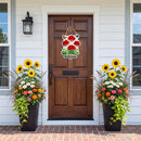 Welcome Red Geranium Check Door Decor