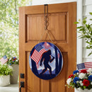 Red White & Bloom Wood Round Door Decor, Bigfoot, 18"