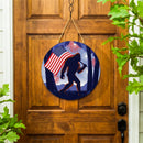 Red White & Bloom Wood Round Door Decor, Bigfoot, 18"