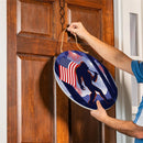 Red White & Bloom Wood Round Door Decor, Bigfoot, 18"