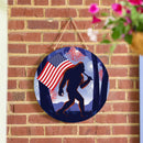 Red White & Bloom Wood Round Door Decor, Bigfoot, 18"