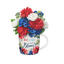 Red White & Bloom Drinkware Gift Set Ceramic Flare Cup and Artificial Table Decor, 12oz, Gift Box