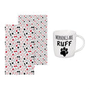 Hillside Pasture Pet Drinkware Gift Set Ceramic Cup with Quick Dry Towel, Mornings Ruff, 10oz, Box
