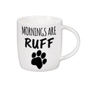 Hillside Pasture Pet Drinkware Gift Set Ceramic Cup with Quick Dry Towel, Mornings Ruff, 10oz, Box
