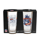 Denver Broncos 16oz Glass pint, Set of 2