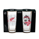 Detroit Red Wings 16oz Glass pint, Set of 2