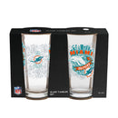 Miami Dolphins 16oz Glass pint, Set of 2