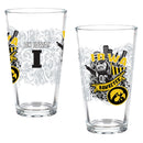 University of Iowa 16oz Glass pint, Set of 2