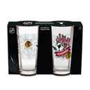Chicago Blackhawks 16oz Glass pint, Set of 2