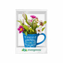Cottage Garden Drinkware Gift Set Ceramic Cup and Artificial Floral Table Decor, 10oz, ColorBox