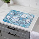 Blue Coastal Shells Drying Mat, Sea Illustration, 20"x15"