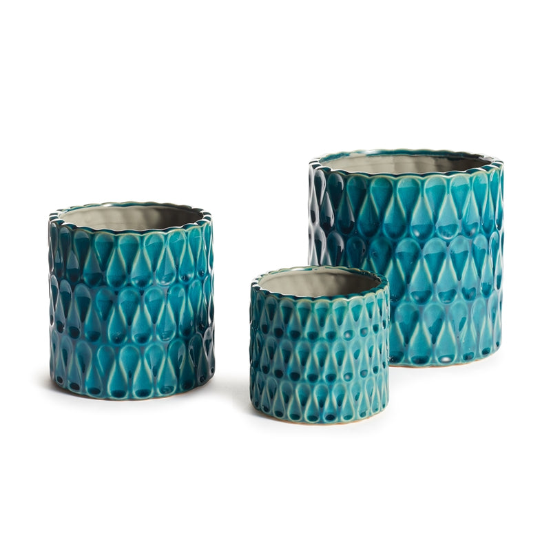 Napa Home Garden, LOOPY POTS ,SET OF 3 TEAL,en153bl