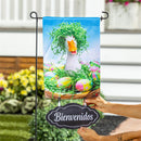 Garden Fabric Flag Sign "Bienvenue"