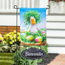 Garden Fabric Flag Sign "Bienvenue"