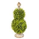 Cottage Garden Faux Floral Table Decor, Faux Boxwood Double Orb Topiary, 15"