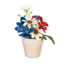 Red, White, & Bloom Faux Floral Table Decor Artificial with Butterflies, 7.25"H, In Wood Tray