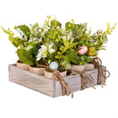 Hop Into Spring Faux Floral Table Decor, Easter Egg Mini Artificial, 8.3", Wooden Crate