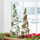 Snowbirds Faux Floral Table Decor, Wood & Berry Table Top Tree, Nested Set of 2