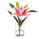 Memorial Faux Floral Table Decor, Lily in Glass Vase, Asst of 3