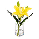 Memorial Faux Floral Table Decor, Lily in Glass Vase, Asst of 3