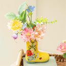 Cottage Garden Faux Floral Table Decor, Rain Boot