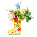 Cottage Garden Faux Floral Table Decor, Rain Boot