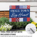 American Classic Stars & Stripes Yard Sign, "Small Town Big Heart", 24"x18"
