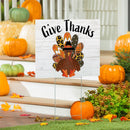 Harvest Blossom Give Thanks Patterned Turkey Yard Sign with H-Stake, 24"x18"