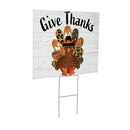 Harvest Blossom Give Thanks Patterned Turkey Yard Sign with H-Stake, 24"x18"