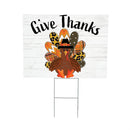 Harvest Blossom Give Thanks Patterned Turkey Yard Sign with H-Stake, 24"x18"