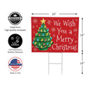 Twas The Night Nostalgia Christmas Tree Yard Sign, "We Wish You A Merry Christmas", 24"x18"
