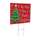 Twas The Night Nostalgia Christmas Tree Yard Sign, "We Wish You A Merry Christmas", 24"x18"