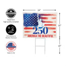 Red White & Bloom Yard Sign with H-Stake, 250 America The Beautiful, 24"x18"